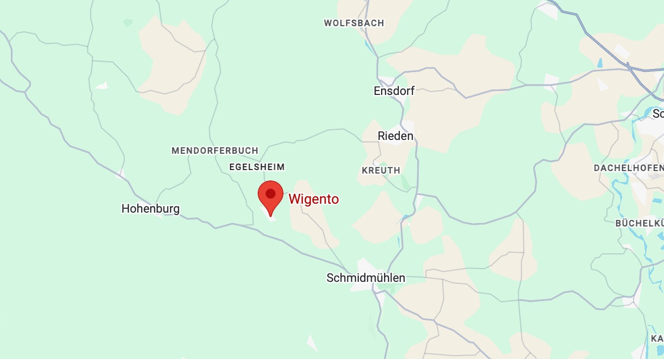 Standortkarte Wigento GmbH, Aichaberg 10–12, 92277 Hohenburg